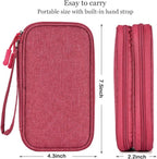 CAAORDKSO Small Cable Organizer Bag, Charger Organizer Case Pouch Travel Bag, Waterproof Electronics Accessories Case for USB, Cable, Cord, Charger, Phone, Power Bank, Earphone (Rose Red, Medium)
