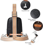 LATMAP Sling Bag For Women Faux Leather Small Casual Daypack Backpack Fanny Pack Crossbody Chest Bags Purse