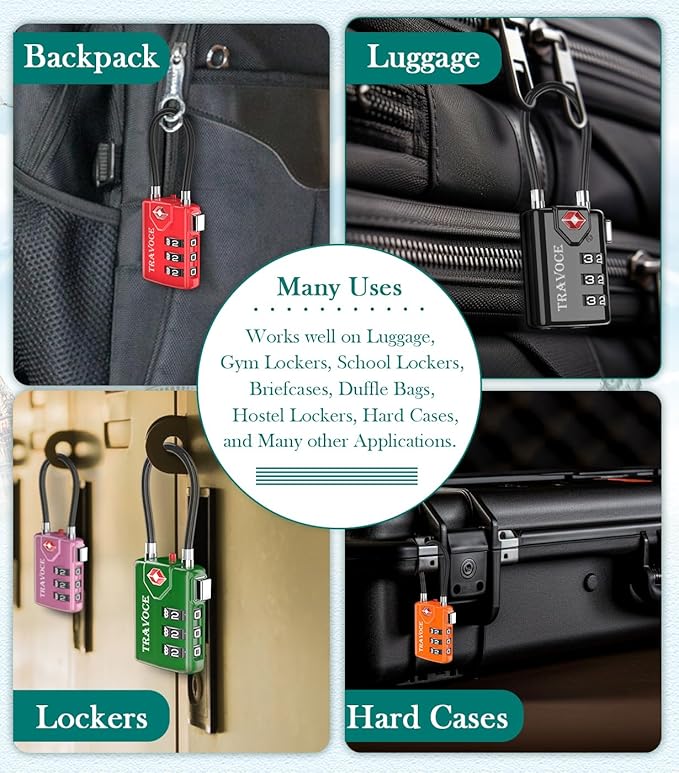 TSA Approved Luggage Locks, Travel Locks Which Also Work Great as Gym Locks, Toolbox Lock, Backpack and More 1,2,4,6 &10 pk (Army Green)