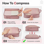 Veken 11 Set Compression Packing Cubes for Travel Essentials,Compressible Expandable Large Luggage Suitcase Organizer Bags for Clothing,Durable Space Saver Storage Bags with Toiletry Bags(Light Coral)