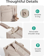 BAGSMART Boxy Tote Bag for Women, Crossbody Bag with Zipper, Crush Bow Purses for Travel Work College