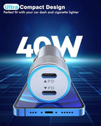 iPhone Car Charger,Dual Port USB C Fast Car Chargers,40W Type C i Phone Charger for Cars Quick Charging+2pack 3.3ft Lightning Cable + 20W USBC PD Plug Fast Charging for iPhone 14/13/12/11 Pro Max/iPad