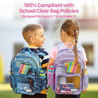 Bagseri Clear Backpack for Girls - 15 Inch Heavy Duty Kids Clear Bookbag for Kindergarten to Grade 2, Transparent School Bag with Reflective Strip, Fits Folders, Purple Tie-dye