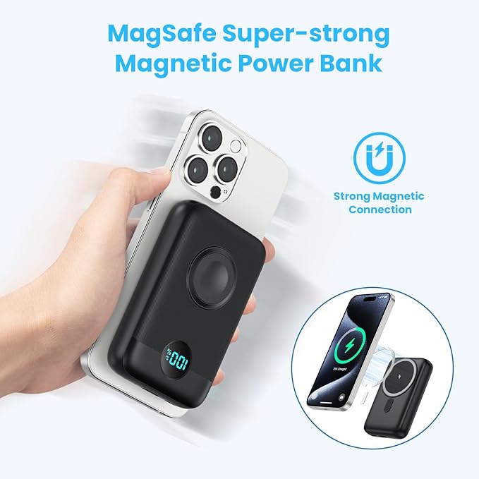 Magnetic Portable Charger with Apple-Watch Charger,10800mAh 25W PD Fast Charging Wireless Power Bank,4 Outputs Travel Essential for Magsafe Battery Pack Compatible with iPhone 17/16/15/14/13/12 Series