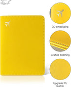 Passport Holder for Travel Essentials,RFID Blocking Passport Cover Case for Travel Accessories,Travel Wallet for Women Men (Lemon Yellow)