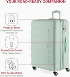 SwissGear 7366 Signature Hardside Expandable Luggage with Spinner Wheels, TSA Lock, Clearly Aqua, Checked-Large 27-Inch