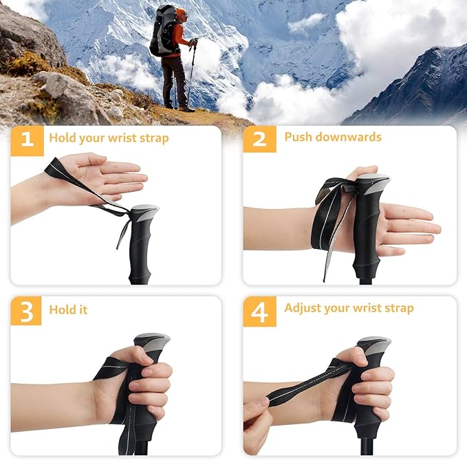 Covacure Trekking Poles Collapsible Hiking Poles - 2 Pack Aluminum Alloy 7075 Trekking Sticks with Quick Lock System, Telescopic, Collapsible for Hiking, Camping