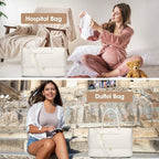Travel Overnight Bag Weekender Bags - Duffle Bag Women with Shoe Compartment Carry On Overnight Bag with Toiletry Bag Duffel Bags with Wet Pocket for Gym Hospital Bags for Labor and Delivery Beige