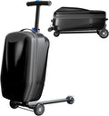 TABU 21" 3-D Hardshell Scooter Suitcase for Kid & Adult, Foldable Carry-on Scooter Luggage with Telescopic Handle, Multifunctional Lightweight Traveling Suitcase for Age 4-15, Black