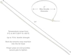 Gardner Bender 45-315 Cable Tie, 14 Inch., 75 lbs. Tensile Strength, Wire / Cord Management Industrial and Household Use, Nylon Zip Tie, 8 Pk., Natural