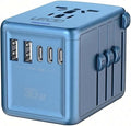 Universal Travel Adapter with 5 USB C/A Ports 30W Fast Charging, 2500W AC Outlet, International Power Adapter for Europe UK Japan, Travel Charger for Phone Laptop, 200+ Countries 10A Safety Fuse