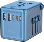 Universal Travel Adapter with 5 USB C/A Ports 30W Fast Charging, 2500W AC Outlet, International Power Adapter for Europe UK Japan, Travel Charger for Phone Laptop, 200+ Countries 10A Safety Fuse