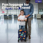 emissary 7pcs Space Boy’s Luggage Set with wheels – Rolling Luggage, Backpack, Eye Mask, Toiletry Bag, Suitcase Tag, Neck Pillow & Water Bottle – Carry Luggage for Kids & Boys with Wheels