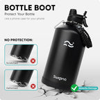Swigina 1 Gallon Insulated Water Bottle with Silicone Boot (48hrs Cold/24hrs Hot) - DIY Stickers, Leakproof, BPA Free, 128 oz [2-IN-1 LID]