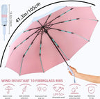 Folding Umbrella Anti-UV Compact Durable Folding Umbrella Auto Open Close Windproof Travel Umbrella Premium Grip Fits Backpack