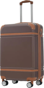 Luggage Sets, 2 Piece Carry on Luggage Set with Travel Bag, 2 Piece Expandable Spinner Hardshell Suitcase with TSA Lock, Back to School Suitcase, Women Men (Brown, 20/24 inch+Cosmetic Case)