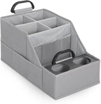 MULISOFT Car Seat Organizer- Backseat Car Organizer with 12 Storages Compartments and 2 Cup Holders, Organizers and Storage, Front Seat for Travel Kids,Pure Gray