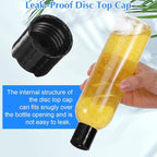 3 Pack 14 oz Clear Plastic Empty Bottles with Black Disc Top Caps Refillable Squeezable Trave Containers for Shampoo, Lotions, Creams