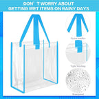 Eccliy 30 Pack 12x12x6 Inch Clear Tote Bag Stadium Approved Bulk Plastic Beach Tote Gift Bag with Handle for Gym Sports | 30 Pack, 12x12x6 Inch, Stadium Approved, Bulk, with Handle, Tote Gift Bag