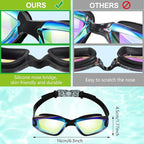 Flutesan 6 Pack Swim Goggles for Adult Anti Fog Swimming Glasses with Ear Plugs Nose Clip No Leaking Full Protection Goggles