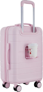 French Connection St. Martin Carry-On Luggage with Cup Holder/USB Ports, Pink A Boo