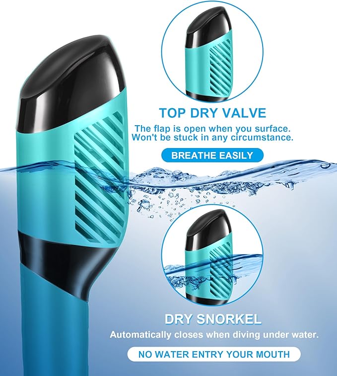 Aegend Snorkeling Gear for Adults Youth Kids, Snorkel Mask with Top Dry Valve - Panoramic View Anti-Leak and Anti-Fog with Mesh Bag for Snorkeling, Scuba Diving, Freediving & Swimming