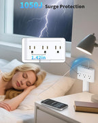 Outlet Extender Stick with 360° Swivel, Wall Plug Power Socket with 3 Outlets & 4 USB Ports(2 USB C), Extends 16"-26", Access Hard-to-Reach Outlets, Use Behind Couches, Nightstands, Desks, and More