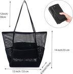 Iioscre Beach Bag for Women, Causal Hobo Pool Bags with Zipper Inner Pocket, Foldable Swim Tote Bag for Vacation Essentials