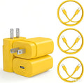 Type C Charger, 3Pack 25W PD USBC Wall Charger Super Fast Charging Block& 6+10+10ft Android Phone Cable Cord for Samsung Galaxy S25 S24 S23 S22 S21 S20(Plus Ultra)/Note 20 10 9 8/ S10 S9 S8 Yellow