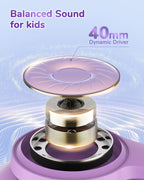 iClever BTH26 Active Noise Cancelling Headphones for Kids, 60H Play Time, Safe Volume 80dBA, Type C Fast Charging, Bluetooth5.4, Kids Bluetooth Headphones with Mic AUX Cord for iPad Airplane, Purple
