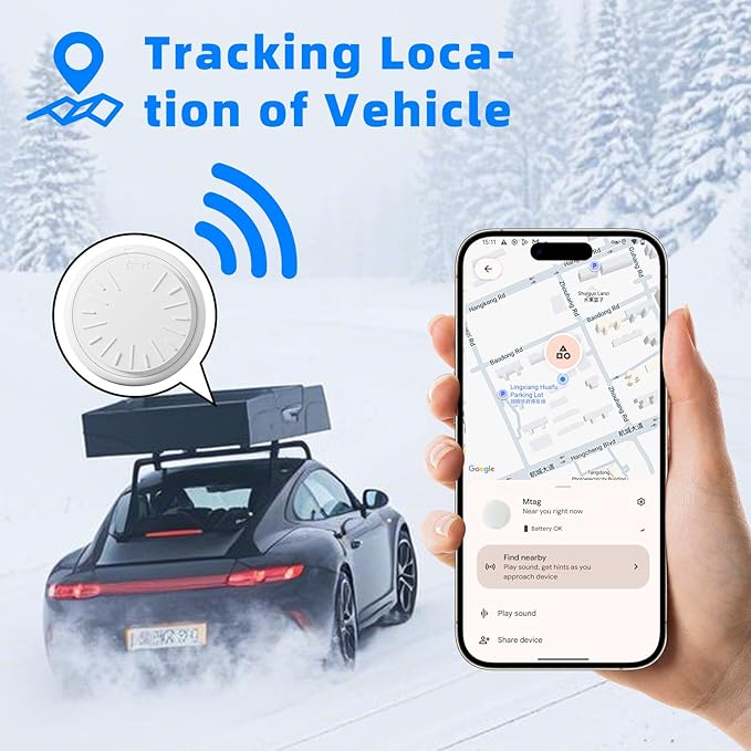 Mini GPS Tracker for Vehicles – Hidden Magnetic Car Tracker Device, Real-Time GPS Tracking for Kids, Car, Pets, No Monthly Fee, Works with Apple Find My and Google Find Hub, Vehicle Locator