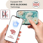 ELFISH Mini RFID Aluminum Wallet Credit Cards Holder Business Card Case Metal ID Case for Men Women(White peony)