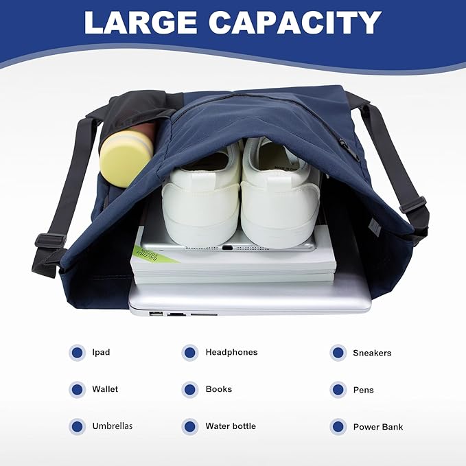 HOLYLUCK Men & Women Outdoor Sport Gym Sack Waterproof Drawstring Backpack Bag (Standard with width webbing, Navy Blue-1)
