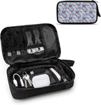 White Flowers Travel Cord Organizer Case Cord Organizer Travel Large Storage Bag holds Phone Power Bank SD Card Tech Accessory Electronic Accessories Carry Case