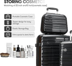 GinzaTravel Carry On Luggage 22x14x9 Airline Approved, Hard Case Luggage Sets 2 Piece, PP Small Luggage Suitcase with TSA Lock & Spinner Wheels, Black, 13/20inch