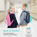 SIMOLIO Kids Headphone with Mic, 75dB,85dB,94dB Volume Limit Share Port, Child Headsets for Tablet/iPad/Kindle/Laptop, Sturdy Toddler Wired Headphones with Portable Bag for Girls, Boys (Mint & Pink)