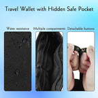 Travel Wallet with Hidden Safe Pocket, Passport Wallet with Metal Snap Button for Cash, Credit Cards and Travel Documents, Money Belt for Travel Women and Men Hidden