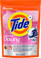 Tide Power PODs + Downy Laundry Detergent Pods, 18 Count, Soft Boosters + April Fresh