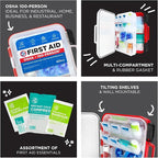 Be Smart Get Prepared 421pc First Aid Kit Exceeds OSHA Guidelines 100 People - Office, Home, Car, School, Emergency, Survival, Camping, Hunting and Sports