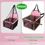 Dog Car Seat Foldable Dog Car Booster Seat Waterproof Breathable Oxford Travel Bag for Small to Medium Dogs, Puppies, and Pets-Footprint Pink-Upgrade