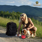 SunGrow Collapsible Dog Travel Bowls, 2 Portable Pet Travel Water and Feeding Bowls, Food-Grade Containers, Carabiner Clip for Easy Storage, Dishwasher-Friendly, Low Footprint, Feed Dog/Cat Anywhere