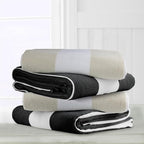 CLOWOOD Plush Oversized Beach Towel - Cotton 40 x 70 Inch Large Thick Black Striped Cabana Pool Swimming Towel