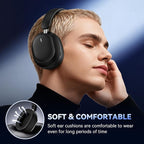 Pointcinco Hybrid Active Noise Cancelling Headphones, Over Ear Bluetooth 6.0 Wireless Headphones, 80H Playtime, Deep Bass, HiFi Stereo Sound, Lightweight Foldable for Travel, Home and Office(Black)