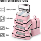 Veken 8 Set Packing Cubes for Travel Essentials, Suitcase Organizer Bags in 4 Sizes, Carry-On Luggage Accessories with Large Laundry & Hanging Toiletry Bag, Must-Have for Airplane, Road Trip & Camping