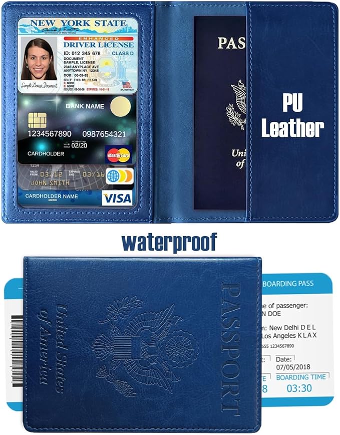 Sizobi Passport Holder for Travel Men, RFID Blocking Passport Covers Case Wallet Card Slot, International Travel Must Haves Travel Accessories for Women, Cruise Ship Essentials Travel Gifts, Navy Blue