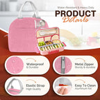 EASYFUN Bento Lunch Box Set Bento Box, 4-Compartment Lunch Containers,High Capacity Lunch Tote Bags for Work, Travel, Outdoor (Pink)