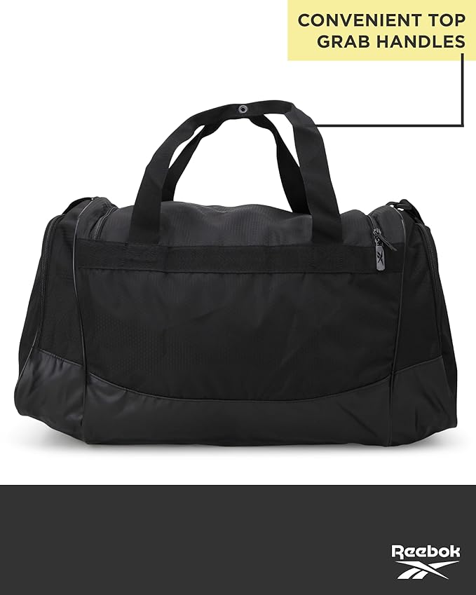 Reebok Duffle Bag - Lightweight Unisex Carry On Gym Bag - Travel and Sports Duffel Bags for Men and Women, Cade - Black/White