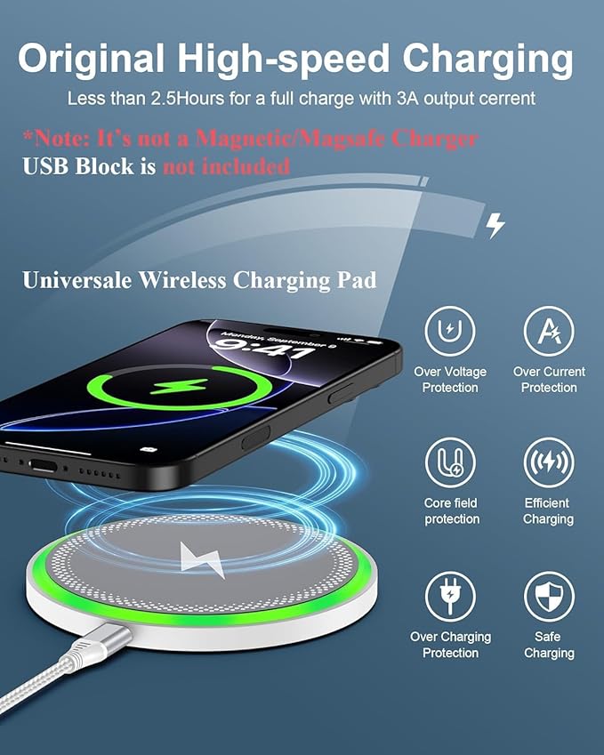 Pixel 10a 10 Pro XL Wireless Charger Android Fast Charging for Google Pixel 10 9a 9 Pro XL 8 8a 7, 2Pack 15w Wireless Charging Pad Cargador Inalmbrico para Samsung for Galaxy iPhone 17e 17 16Pro Max