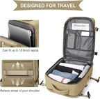 WONHOX Travel Backpack Women, Carry On Backpack for Men, Hiking Laptop Backpack Waterproof Outdoor Sports Rucksack Casual Daypack, Khaki
