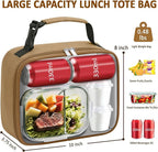 Lunch Box Kids Insulated Lunch Bag for Boys Girls Cute Reusable Lunch Tote Bag Waterproof Portable Thermal Lunch Box Kids for School Picnic Travel Khaki